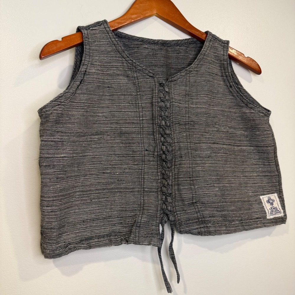 Womens Camp Peace Vest‎ One Size Lace Up Handmade Cotton Boho Indie Festival - Picture 2 of 8